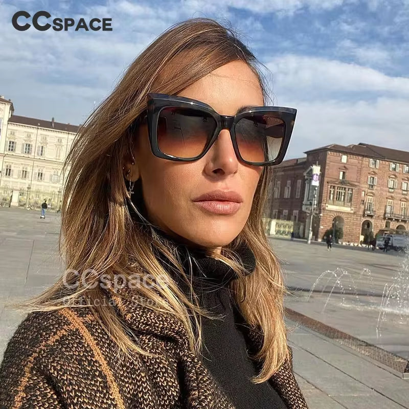 53288 Square Oversized Cat Eye Sunglasses Fashion Women Brand Design Shades Uv400 Vintage Glasses