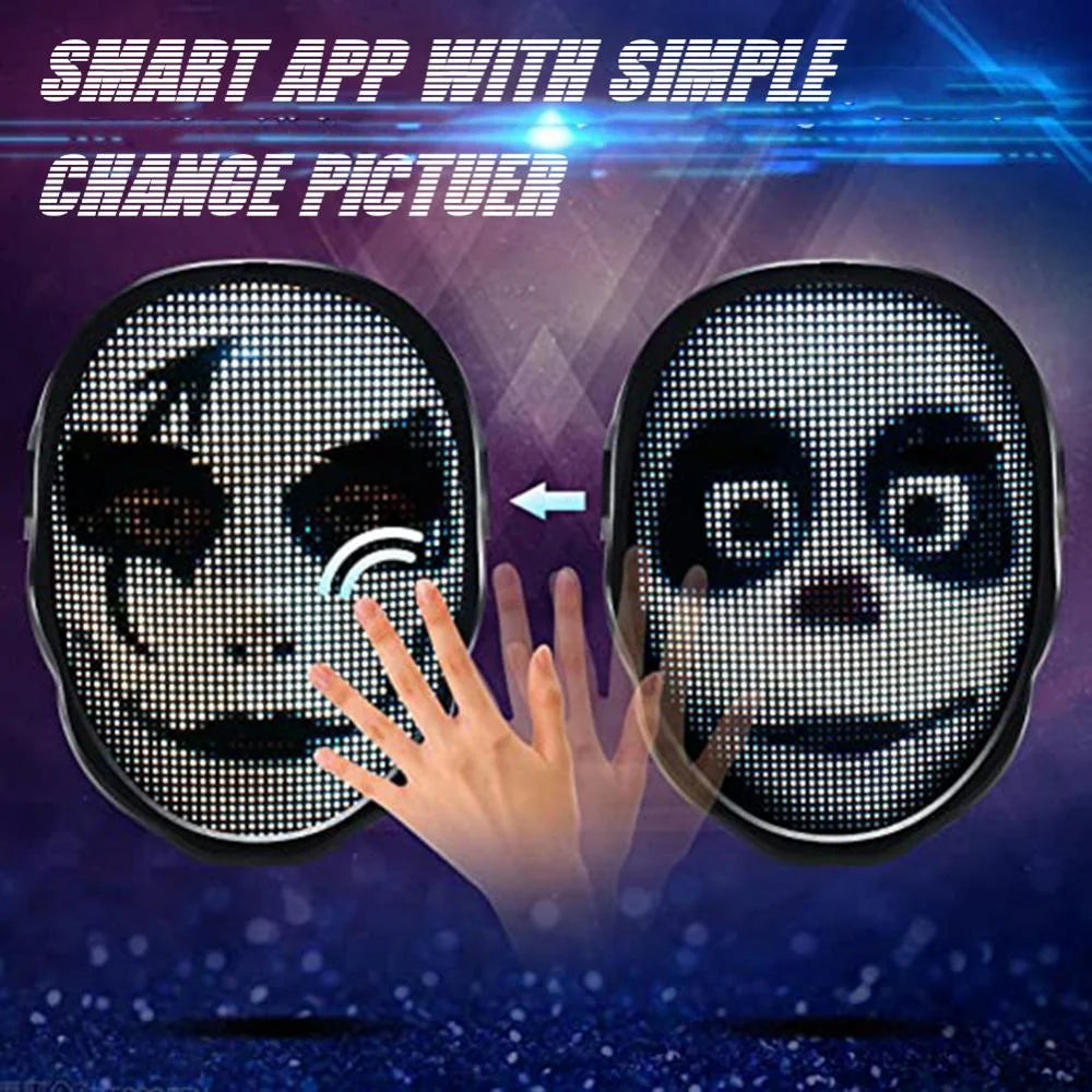 Face Transforming LED Mask, Electronic Changing Facial Cover with Bluetooth App